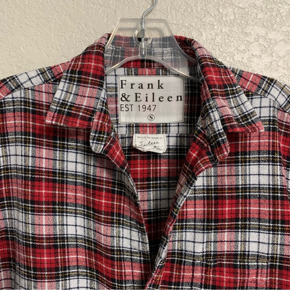 Frank and Eileen Shirt Top Women S Plaid Relaxed Button Up Preppy Italian Red - Picture 5 of 16
